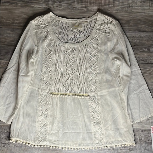 Maeve Tops - Maeve beaded white long sleeve - Anthropologie